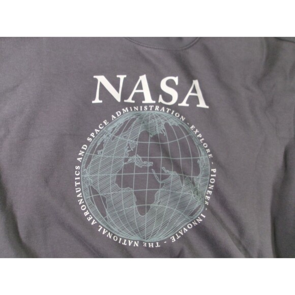 HM Sweatshirt Women Medium NASA Globe Graphic I Need My Space Gray Crewneck - Picture 2 of 11